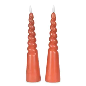 Natural wax twisted pillar led candles Opjet (x2)