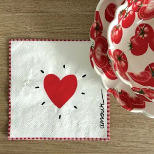 Heart paper napkin Opjet (x20) image-1
