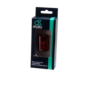 Éclairage recharge USB arrière 15 lumens 3 LED 4 modes fixation tige de selle Optimiz image-1