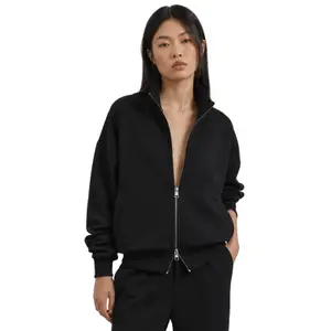 Sweatshirt à capuche interlock zippé col montant femme OWN off with nature image-0