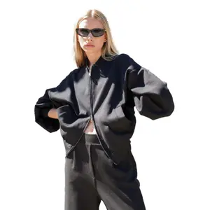 Jaqueta Interlock Bomber Feminina Loose Fit OWN off with nature