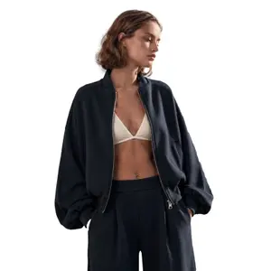 Jaqueta Interlock Bomber Feminina Loose Fit OWN off with nature