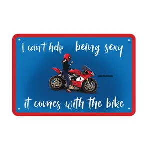 Placa metálica para garagem Oxford It Comes With The Bike image-0