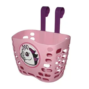 Front bike basket with strap attachment on girl's handlebars P2R
