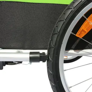 Remorque de vélo poussette couverte 2 places en alu maxi fixation axe de roue - livré avec roue avant + poignée frein - montage rapide sans outil enfant P2R 36 Kg image-4
