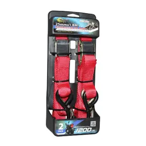 Ratchet tie-down strap with hook for motorbike P2R (x2) image-1