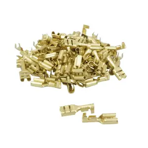 Pack of 100 non-insulated flat female brass cable terminals P2R image-0