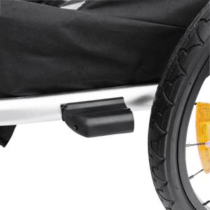 Remorque de vélo poussette couverte 2 places en alu maxi fixation axe de roue - livre avec roue avant et poignée frein - pliable sans outils enfant P2R 36 Kg image-3