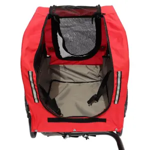 Remorque utilitaire avec roues fixation axe de roue arrière - pour transport chien-bagage - 2 ouvertures (avant+arrière) + bras supplementaire P2R Maxi image-4