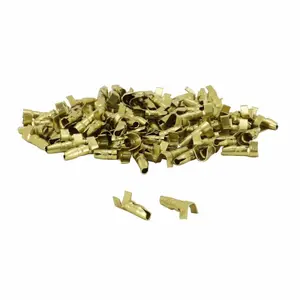 Pack of 100 non-insulated brass male cylinder terminals for electrical wire P2R image-0