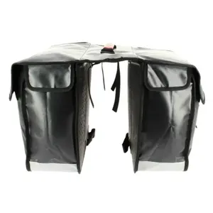 Waterproof double rigid bicycle rear bag with velcro fastening on luggage rack P2R Hapo-G image-2