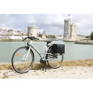 Waterproof double rigid bicycle rear bag with velcro fastening on luggage rack P2R Hapo-G image-3