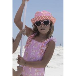 Cappello da pescatore da bambina Paper Boat Beach Stripes And Bows Bucket image-1