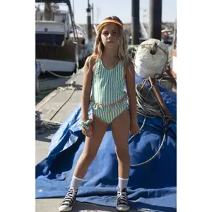 Maillot de bain 1 pièce bébé fille Paper Boat Pop Stripes Ruffles image-2