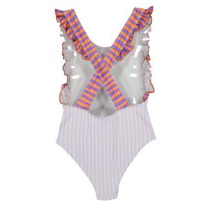 Costume da bagno 1 pezzo da bambina Paper Boat Lavander Stripes image-1
