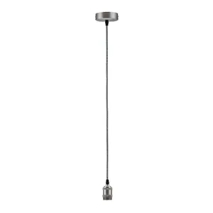 Grey woven cable suspension with brushed nickel lampholder and canopy Paulmann E27 image-0