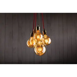 Grey woven cable suspension with brushed nickel lampholder and canopy Paulmann E27 image-3
