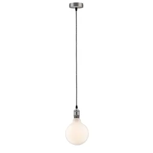 Grey woven cable suspension with brushed nickel lampholder and canopy Paulmann E27 image-2
