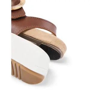 Wedge Leather and Raffia Velcro Sandals for Women Pédiconfort image-4