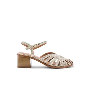 Women's Woven Leather Heeled Sandals Pédiconfort