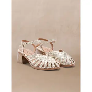 Women's Woven Leather Heeled Sandals Pédiconfort image-3