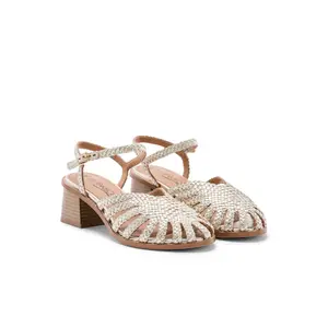 Women's Woven Leather Heeled Sandals Pédiconfort image-2