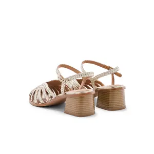 Women's Woven Leather Heeled Sandals Pédiconfort image-4