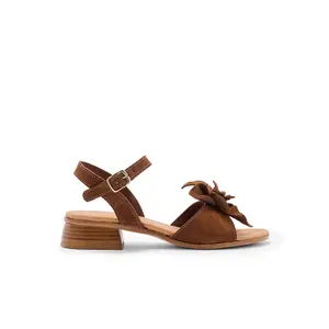 Leather Heeled Sandals with Fancy Flower Women Pédiconfort image-0
