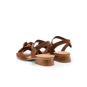 Leather Heeled Sandals with Fancy Flower Women Pédiconfort image-4