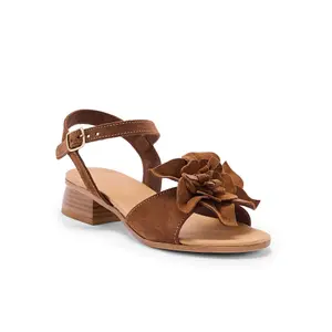Leather Heeled Sandals with Fancy Flower Women Pédiconfort image-3
