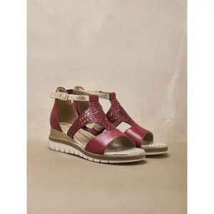 Damen Sandalen aus Leder mit durchbrochenem Muster Pédiconfort image-1