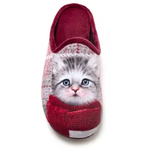 Flauschige Pantoffeln mit Katzenmotiv für Damen Pédiconfort image-6