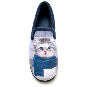 Flauschige Hausschuhe mit Katzenmuster für Damen Pédiconfort image-6
