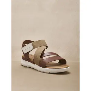 Sandaler med kardborre och elastiska band läder dam Pédiconfort image-0