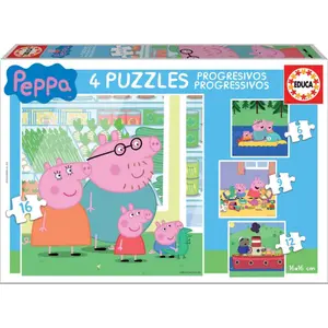 6-9-12-16 piece progressive puzzle Peppa Pig image-0