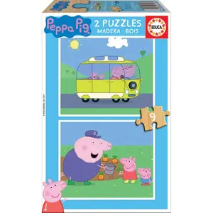 2 x 9 piece wooden puzzle Peppa Pig image-0