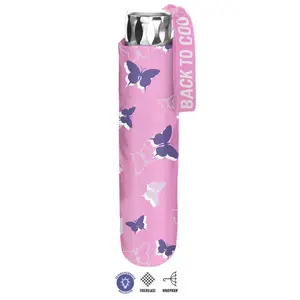 Hand-folding umbrella with butterfly print Perletti 91 cm image-0