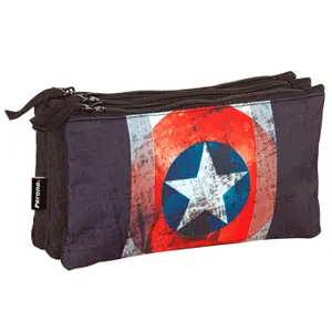 Triple pencil case for kids Perona Marvel Captain America Heritage image-0