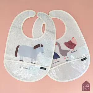 Baby bib with oilcloth Petit Jour La Ferme Basse-Cour image-1