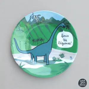 Piatto da dessert per bambini petit jour les dinosaures brontosaure image-0