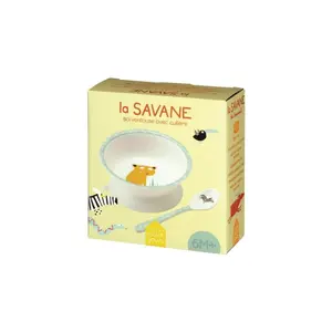 Schüssel mit Saugnapf und Löffel Baby Petit Jour La Savane image-1