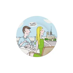 Assiette à dessert bébé petit jour terrasses parisiennes ''notre dame de paris'' image-0