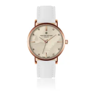Montre cuir Philipp Blanc Lausanne image-0