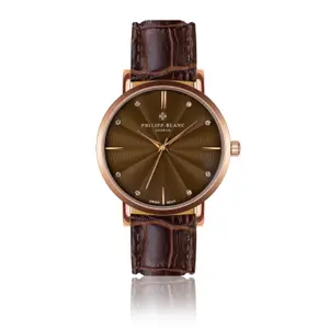 Montre cuir crocodile Philipp Blanc Lucerne image-0