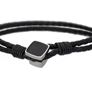 Brazalete de piel auténtica y acero inoxidable Philipp Blanc Martin image-1