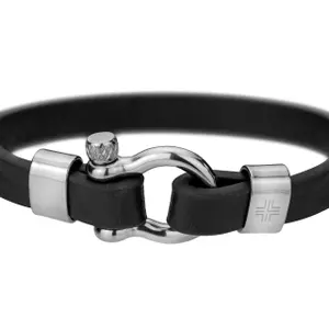 Bracelet en cuir véritable et acier inoxydable Philipp Blanc Paul image-1