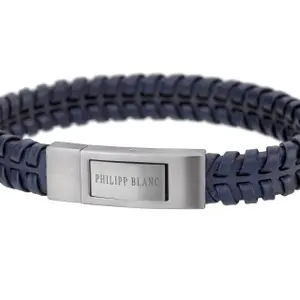 Genuine leather and stainless steel bracelet Philipp Blanc Andreas image-1