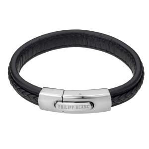 pba39bs-armband-i-akta-lader-och-rostfritt-stal-philipp-blanc-henry-svart-silver-0-09-0-09-0-034-cm