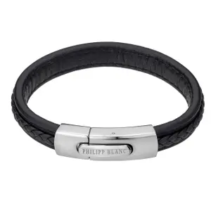 Genuine leather and stainless steel bracelet Philipp Blanc Henry image-0
