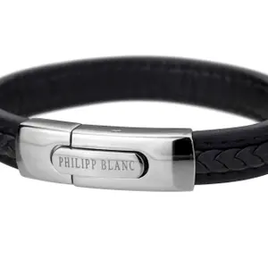 Genuine leather and stainless steel bracelet Philipp Blanc Henry image-1